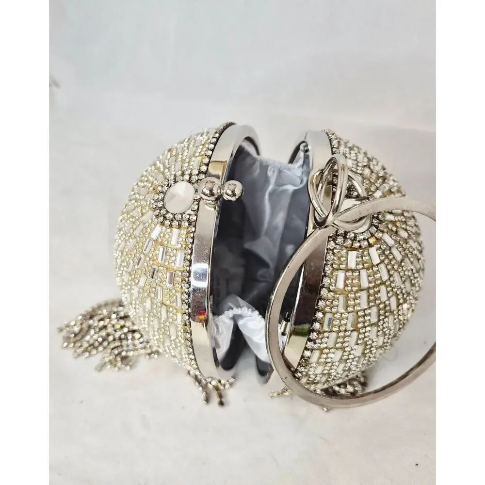 Crystal encrusted ball clutch proms formal